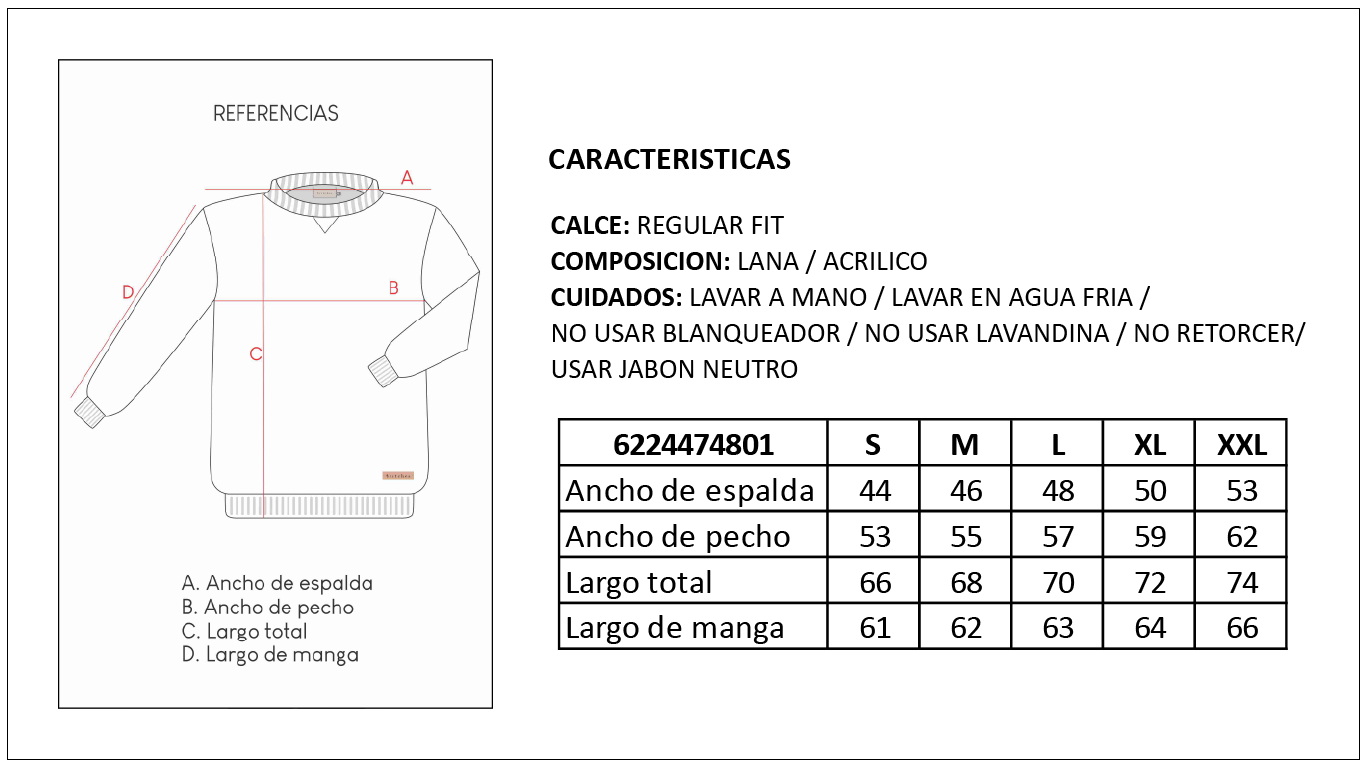 Tabla de Medidas Sweater Polera Braid Britches